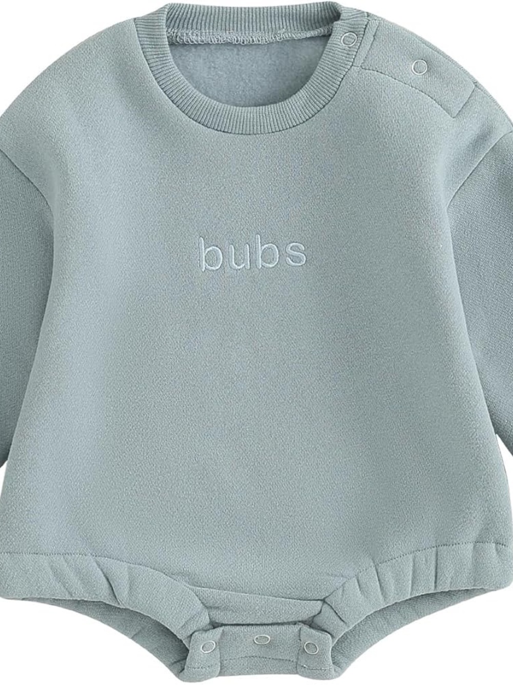 'bubs' Embroidered Baby Romper in Pale Blue